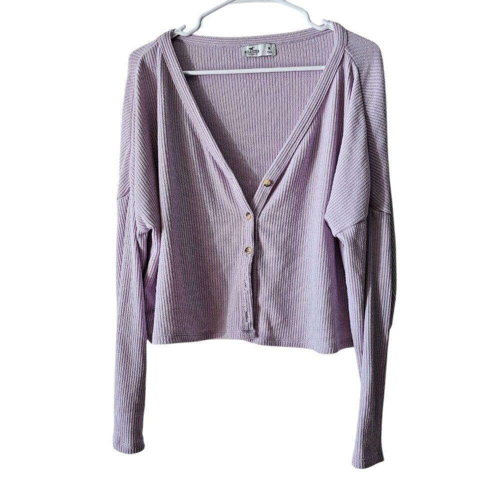 Medium Hollister Cropped Purple Cardigan